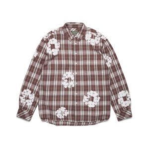 Cotton Wreath Flannel Shirt Brown Plaid