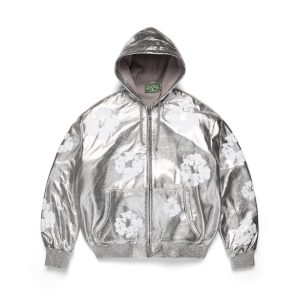 Leather Cotton Wreath Jacket Silver
