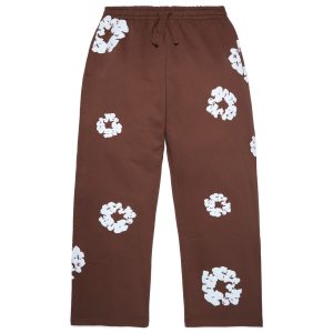 Cotton Wreath Baggy Sweatpants Brown