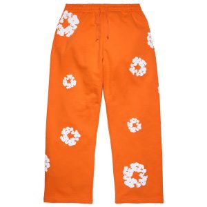 Cotton Wreath Baggy Sweatpants Orange