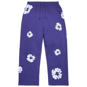 Cotton Wreath Baggy Sweatpants Purple