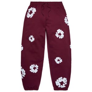 Cotton Wreath Sweatpants Burgundy