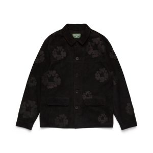 Cotton Wreath Suede Welding Jacket Black