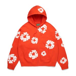 Cotton Wreath Zip Hoodie Dark Orange