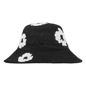 Denim Cotton Wreath Bucket Hat Washed Black