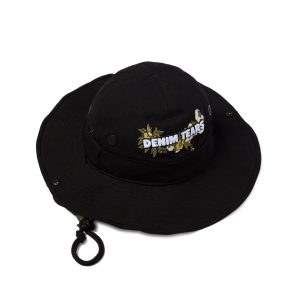 Cotton Floral Logo Bucket Hat Black