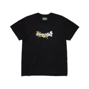 Cotton Floral Logo Tee Black
