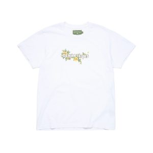 Cotton Floral Logo Tee White