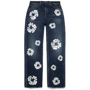 Baggy Cotton Wreath Denim Pant Dark Wash