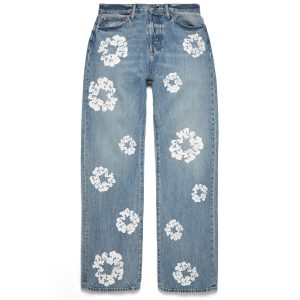 Baggy Cotton Wreath Denim Pant Light Wash