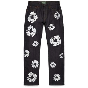 Straight Cotton Wreath Denim Pant Selvedge