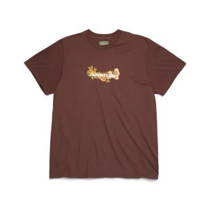 Cotton Floral Logo Tee Brown