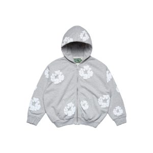 Kids Cotton Wreath Zip Hoodie Grey
